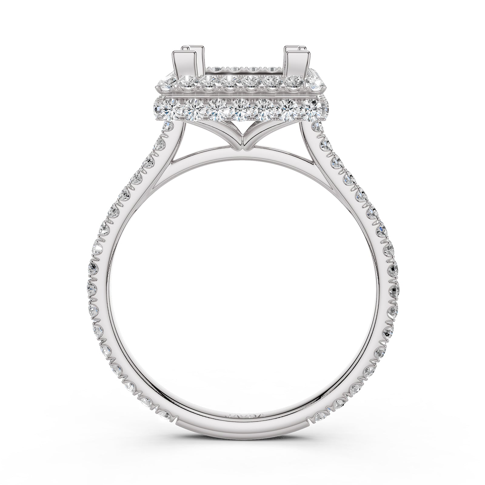 Double Halo Semi Mount Lab Grown Diamond Engagement Ring 0.53 Ct.